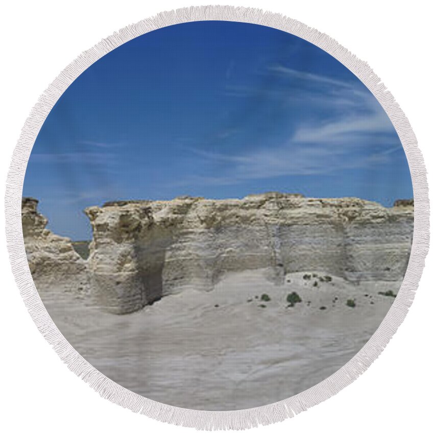Monument Rocks Round Beach Towel featuring the photograph Monument Rocks #2 by Alan Hutchins