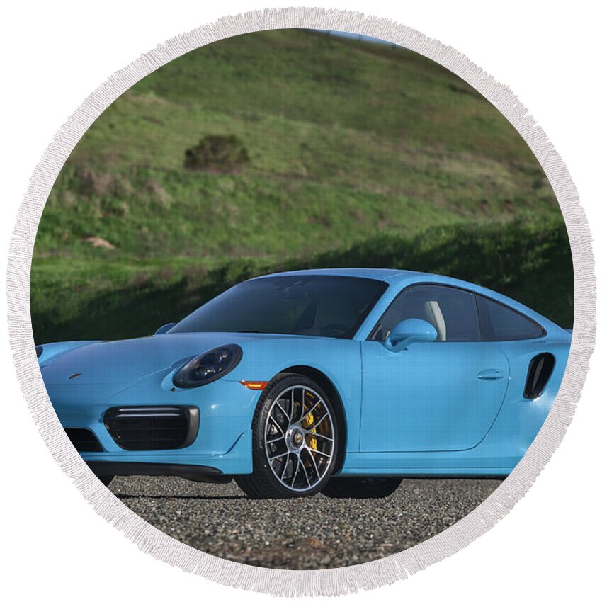 Cars Round Beach Towel featuring the photograph #Porsche 911 #Turbo S #Print #2 by ItzKirb Photography
