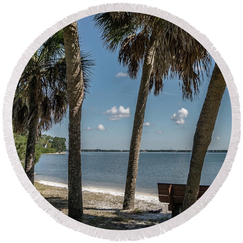 Florida Round Beach Towel featuring the photograph Quiet beach #2 by Jane Luxton