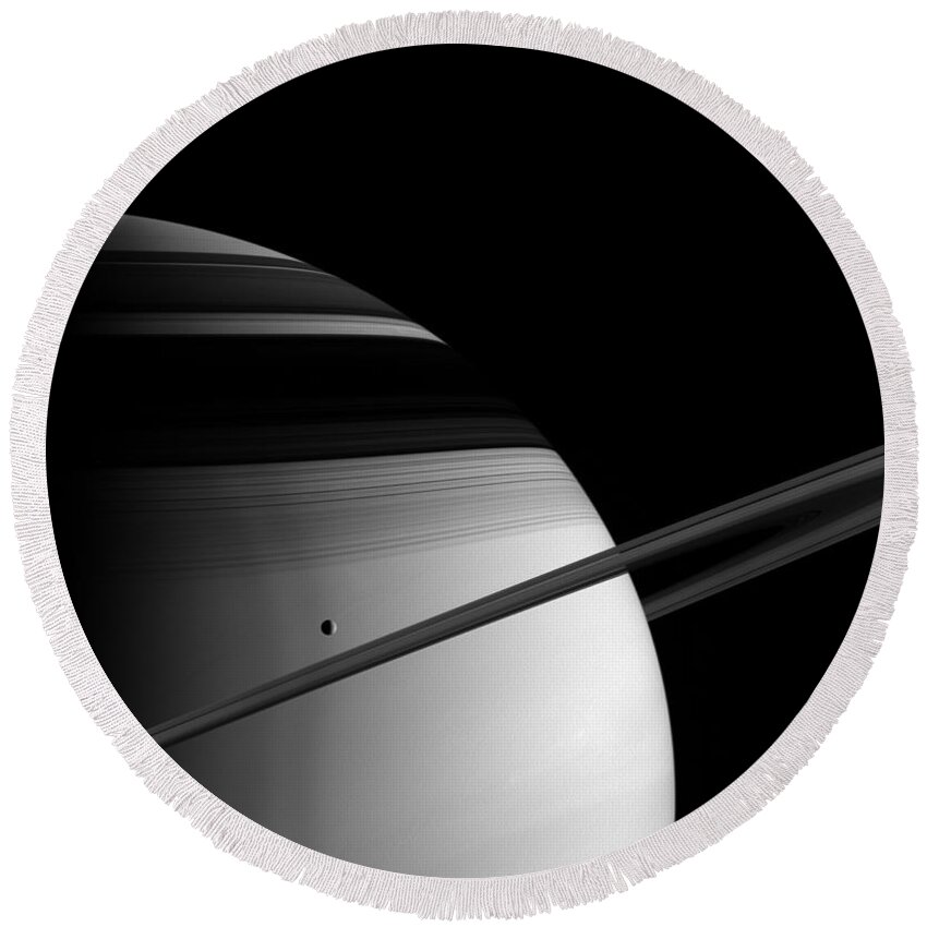 Saturn Round Beach Towel featuring the photograph Saturn #1 by NASA Science Source