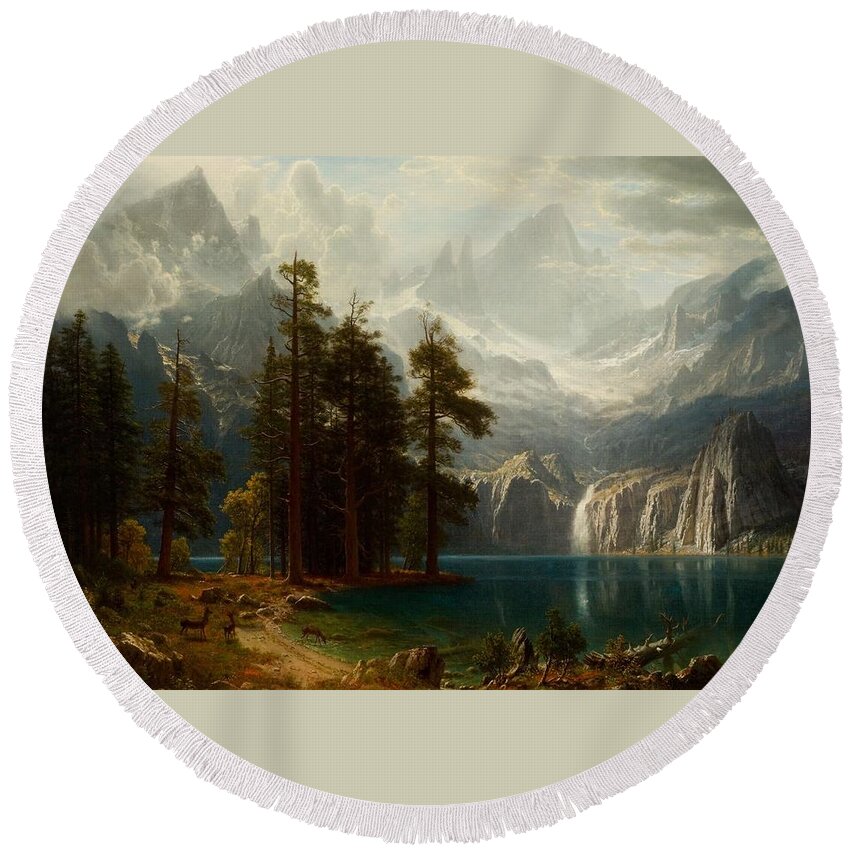 Sierra Nevada Round Beach Towel featuring the painting Sierra Nevada by MotionAge Designs
