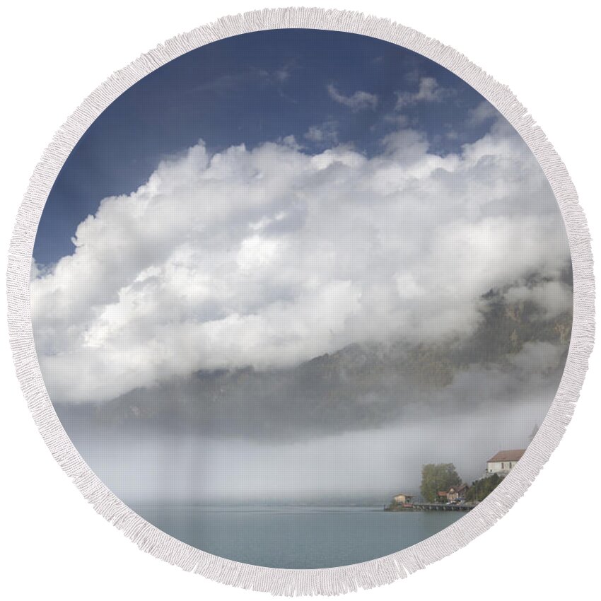 Lake Round Beach Towel featuring the photograph Swiss lake #2 by Ang El