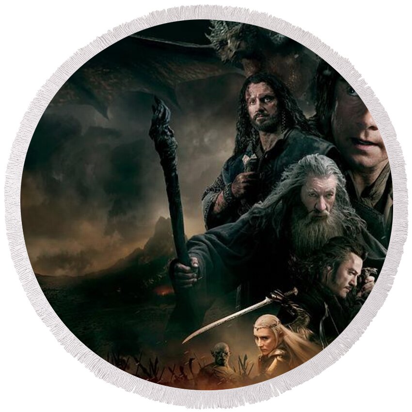 The Hobbit The Battle Of The Five Armies Round Beach Towel featuring the digital art The Hobbit The Battle of the Five Armies #2 by Super Lovely