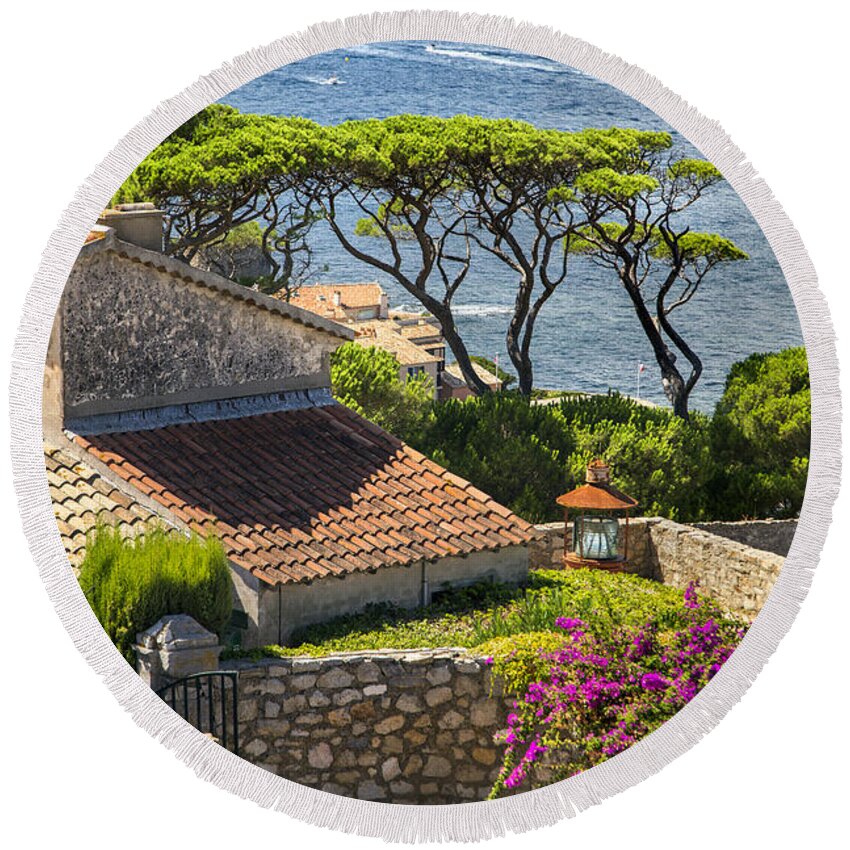 Architecture Round Beach Towel featuring the photograph View From The Fortress Of Saint Tropez French Riviera #2 by Sandra Rugina