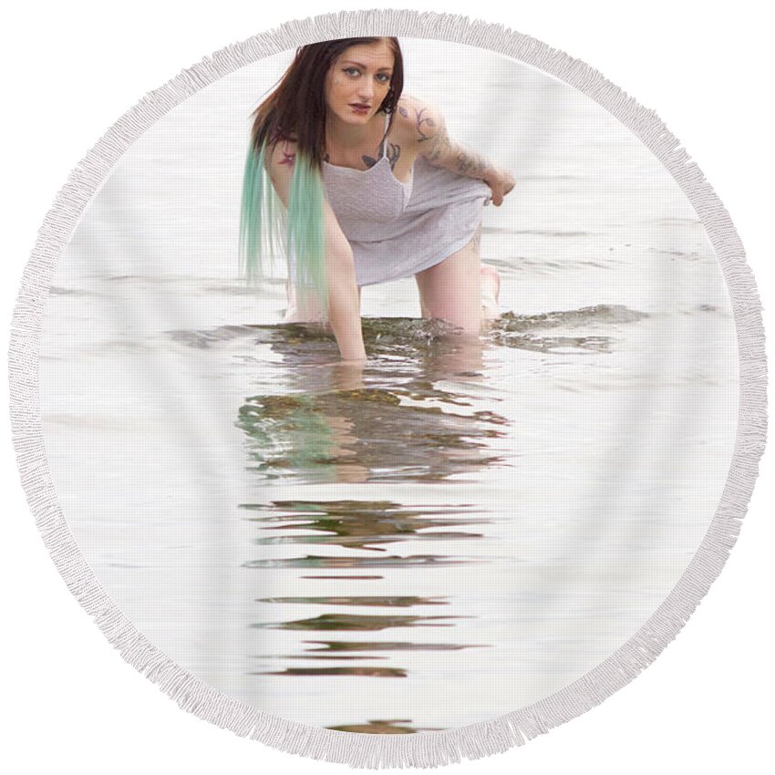 Photography Round Beach Towel featuring the photograph Water Nymph #3 by Sean Griffin