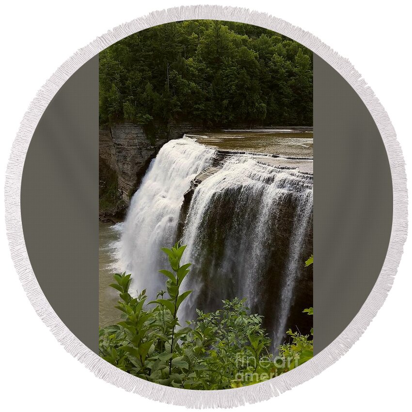 Waterfall Round Beach Towel featuring the photograph Waterfall #2 by Raymond Earley