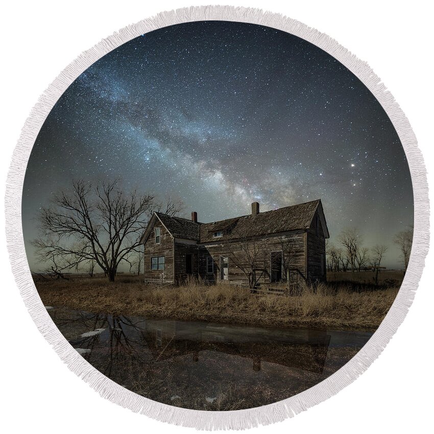 Abandoned Round Beach Towel featuring the photograph What Once Was #2 by Aaron J Groen