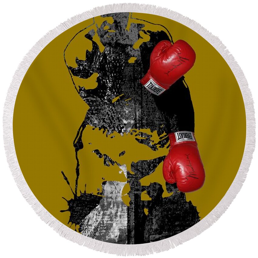 Sports Round Beach Towel featuring the mixed media Muhammad Ali Collection #20 by Marvin Blaine