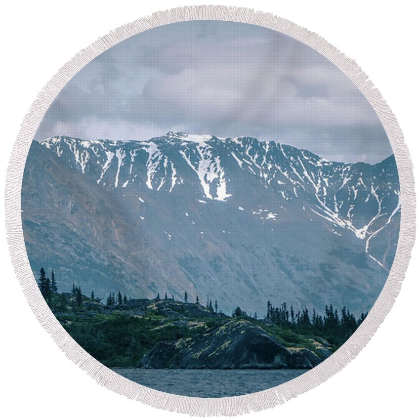 Tranquil Scene Round Beach Towel featuring the photograph Rocky Mountains Nature Scenes On Alaska British Columbia Border #20 by Alex Grichenko