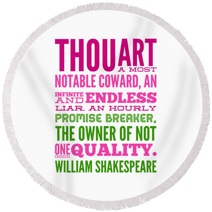William Round Beach Towel featuring the digital art William Shakespeare, Insults and Profanities #20 by Esoterica Art Agency