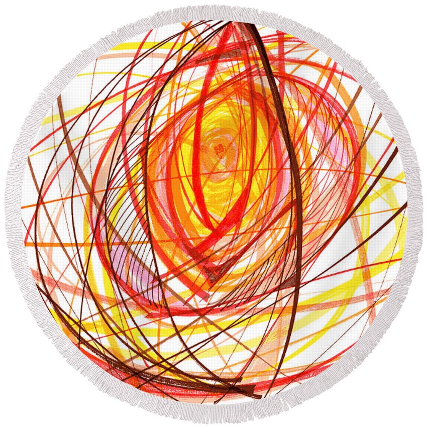 Abstract Round Beach Towel featuring the drawing 2007 Abstract Drawing 8 by Lynne Taetzsch