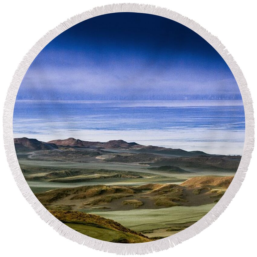 Golf Course Round Beach Towel featuring the photograph 2015 US Open - Chambers Bay V by E Faithe Lester