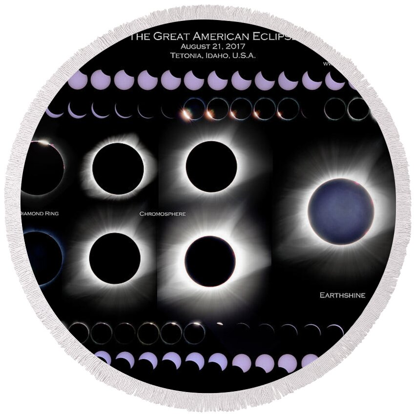Solar Eclipse Round Beach Towel featuring the photograph 2017 Solar Eclipse Collage by Bryan Carter