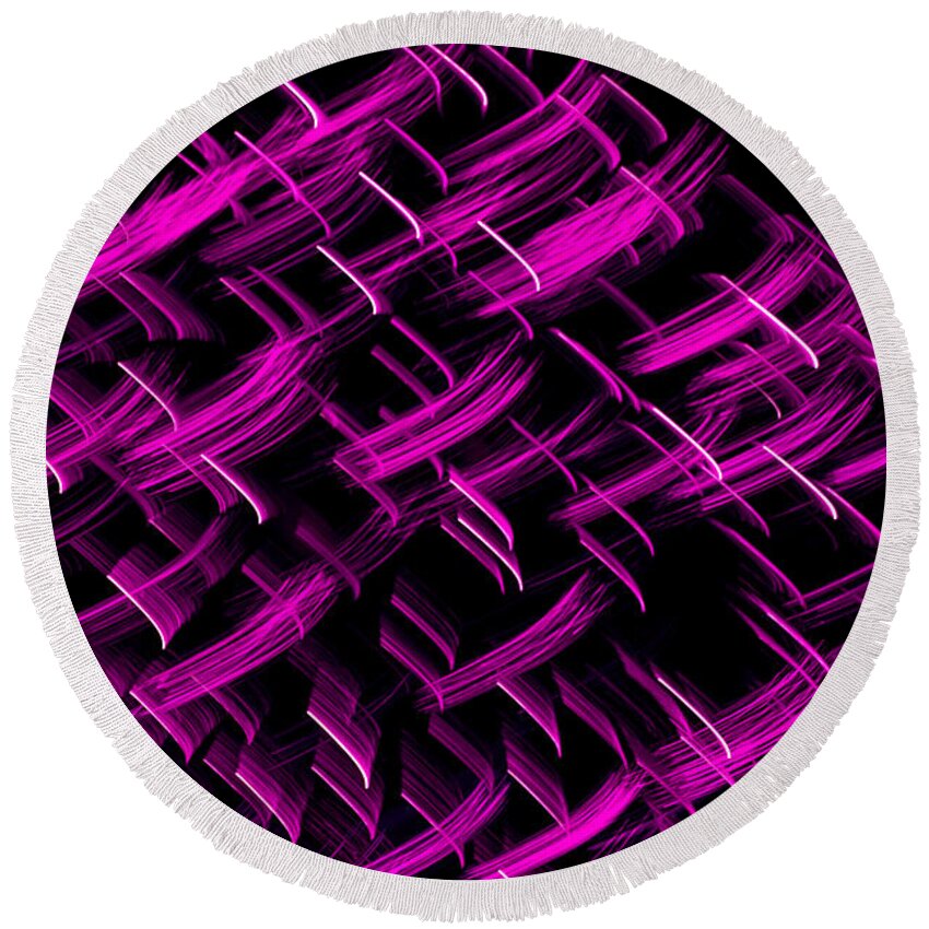 Purple; Black; Abstract; Aspect Ratio 2:3; Format 2:3; Color Images; Color Pictures; Pattern Round Beach Towel featuring the photograph 201707040-045C1 Purple Crosshatch 2x3 by Alan Tonnesen