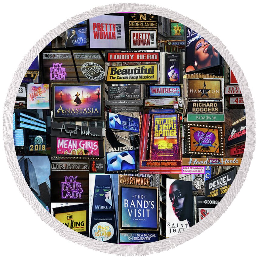 Broadway Round Beach Towel featuring the photograph 2018 Broadway Spring Collage by Steven Spak
