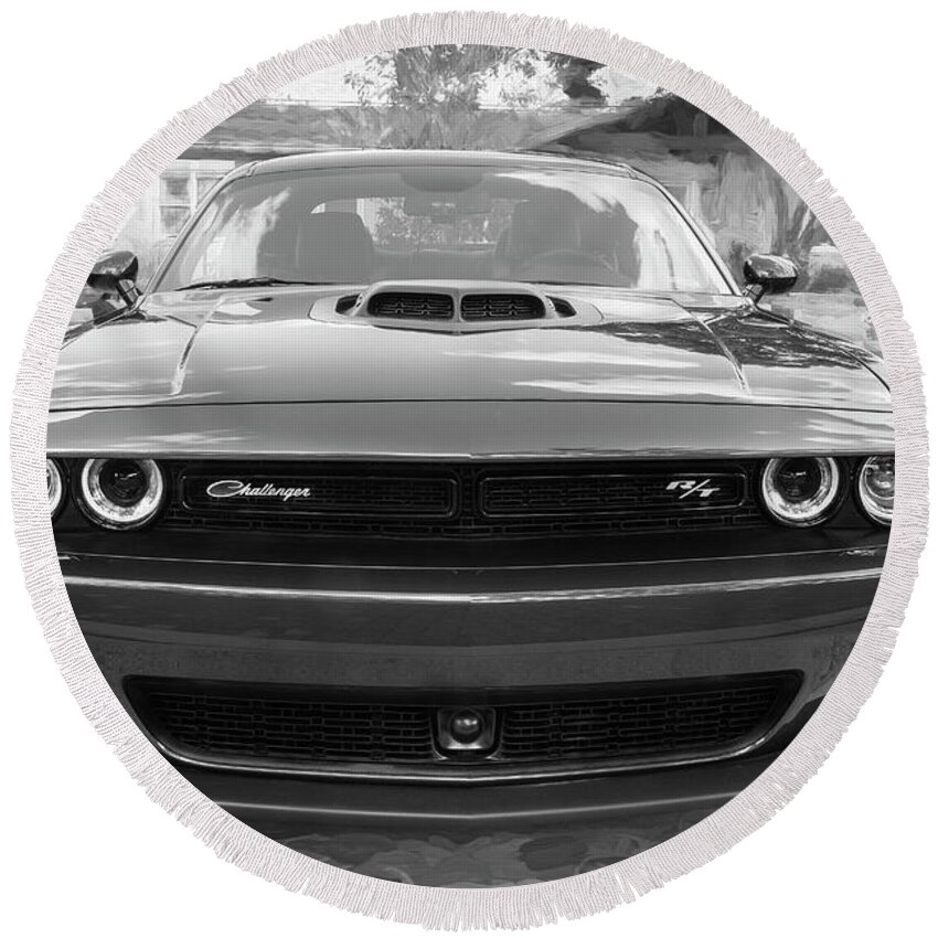 Dodge Round Beach Towel featuring the photograph 2018 Dodge Challenger 392 Hemi Scat Pack Shaker RT 004 by Rich Franco