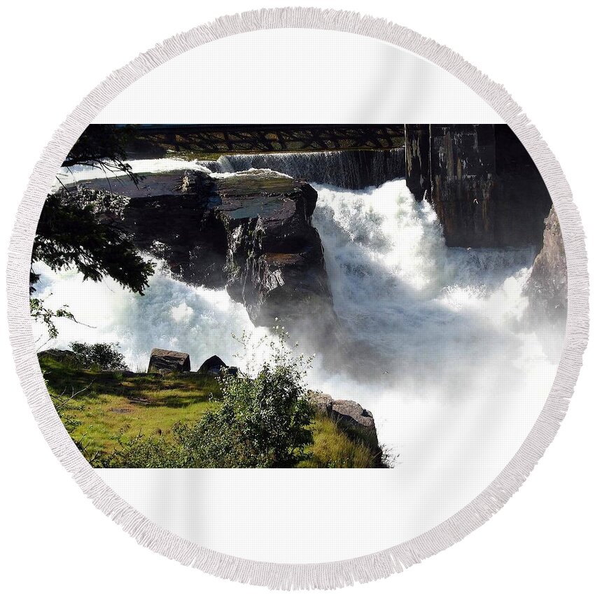 Waterfall Round Beach Towel featuring the photograph Waterfall #21 by Jackie Russo