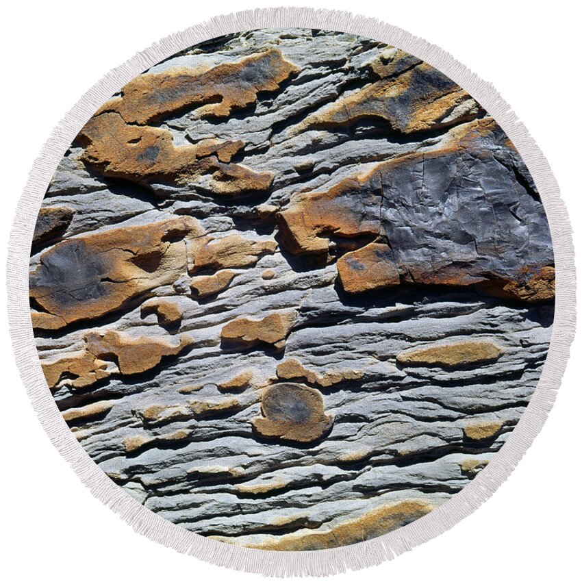 Rock Pattern Round Beach Towel featuring the photograph 212M43 Rock Pattern by Ed Cooper Photography
