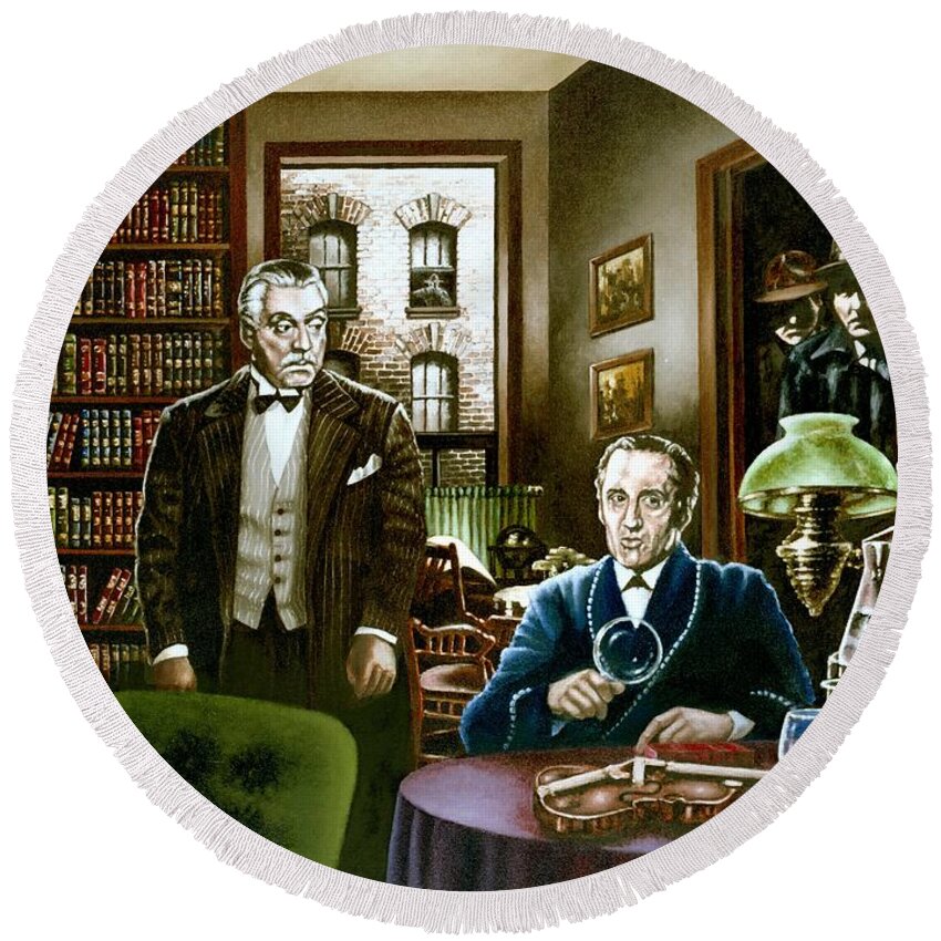Sherlock Holmes Round Beach Towel featuring the painting 221 B Baker Street by Michael Frank