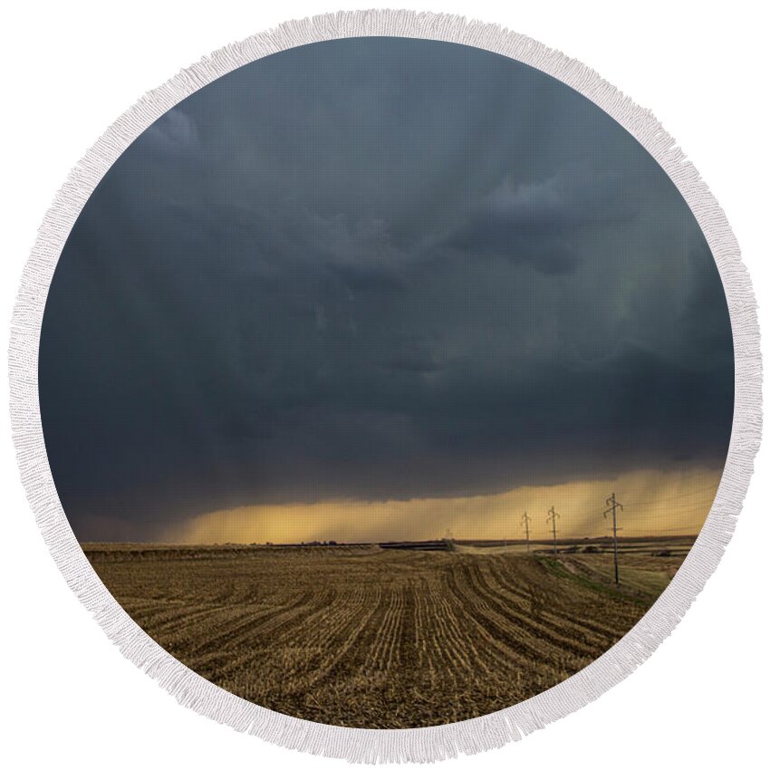 Nebraskasc Round Beach Towel featuring the photograph 2nd Storm Chase of 2018 001 by NebraskaSC