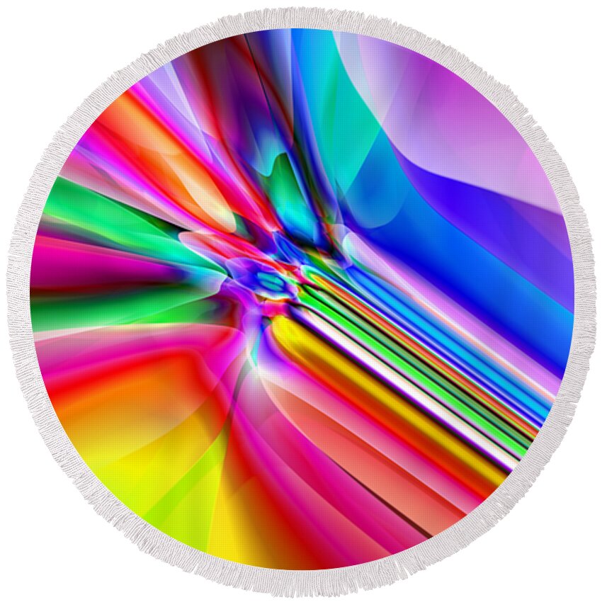Abstract Round Beach Towel featuring the digital art 2X1 Abstract 303 by Rolf Bertram