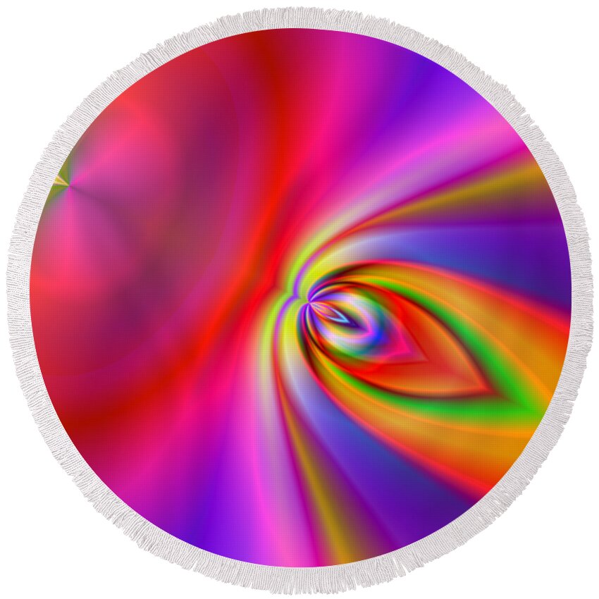 Abstract Round Beach Towel featuring the digital art 2X1 Abstract 418 by Rolf Bertram