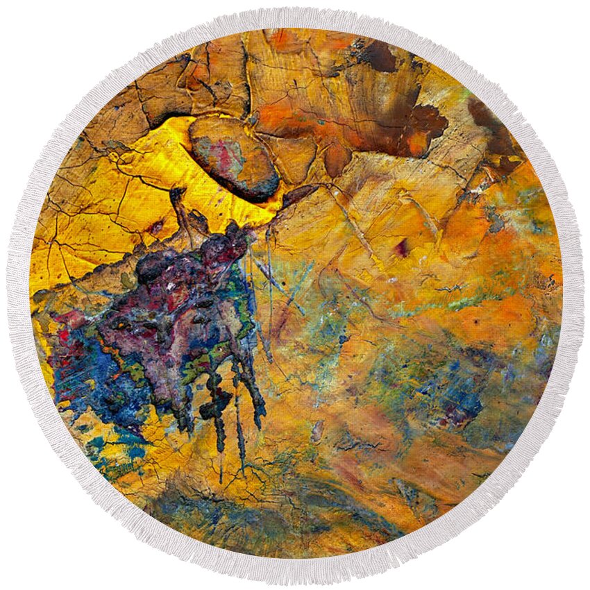 Palette Round Beach Towel featuring the painting Abstract #3 by Michal Boubin