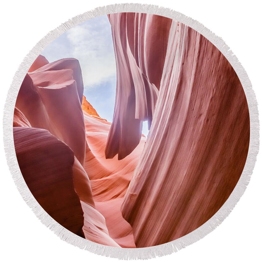 Usa Round Beach Towel featuring the photograph Antelope Canyon #3 by SAURAVphoto Online Store