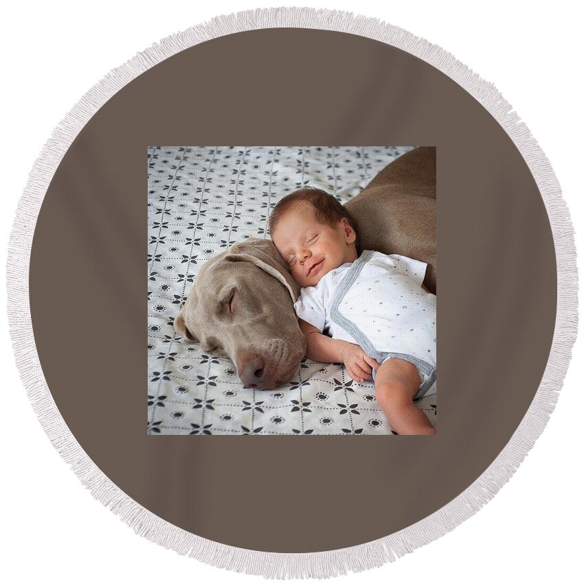 Baby Round Beach Towel featuring the photograph Baby #3 by Jackie Russo