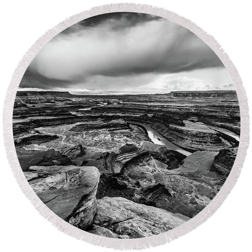 Jay Stockhaus Round Beach Towel featuring the photograph Dead Horse Point #3 by Jay Stockhaus