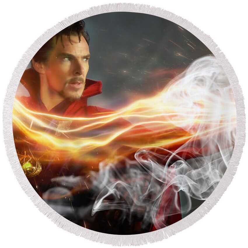 Doctor Strange Round Beach Towel featuring the mixed media Doctor Strange Collection #2 by Marvin Blaine