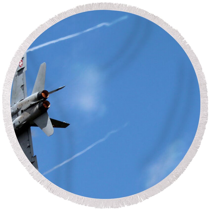 F/a-18 Superhornet Round Beach Towel featuring the photograph F-18 superhornet #3 by Ang El