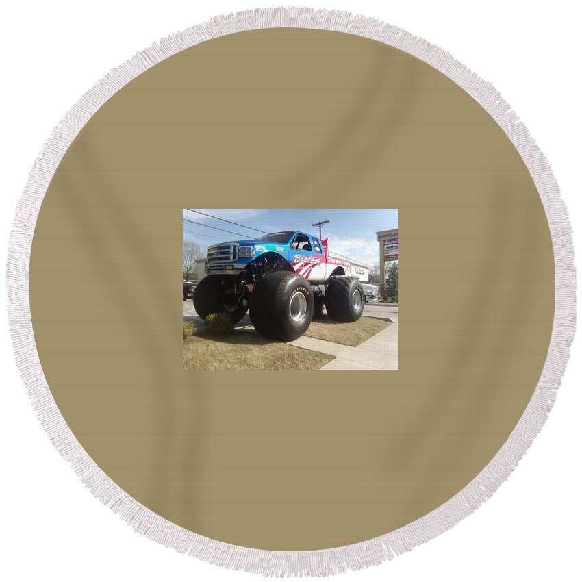 Ford Round Beach Towel featuring the photograph Ford #3 by Jackie Russo