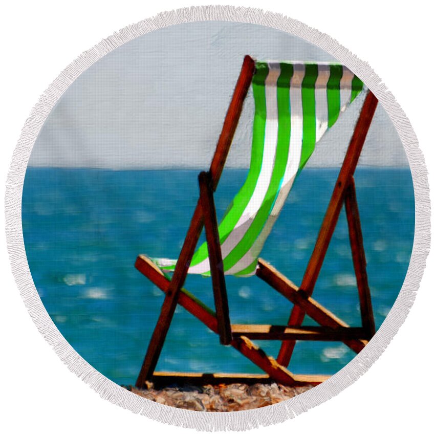 Beach Round Beach Towel featuring the painting Lounging in Long Beach #3 by Bruce Nutting