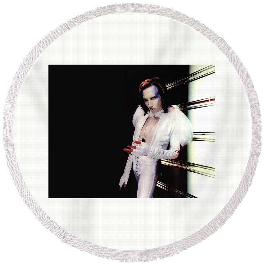 Marilyn Manson Round Beach Towel featuring the photograph Marilyn Manson #3 by Jackie Russo