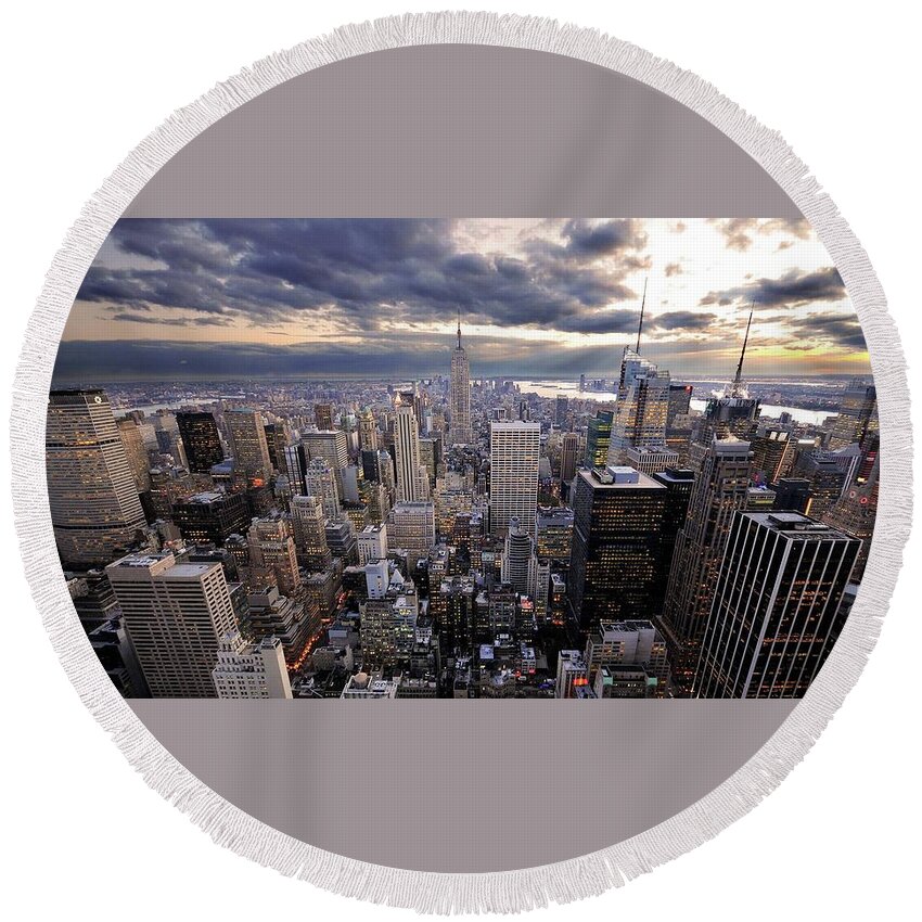 New York Round Beach Towel featuring the photograph New York #3 by Jackie Russo