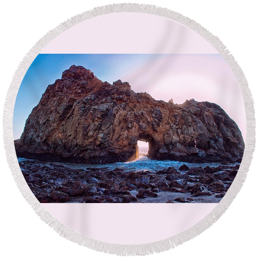 Rock Round Beach Towel featuring the digital art Rock #3 by Maye Loeser