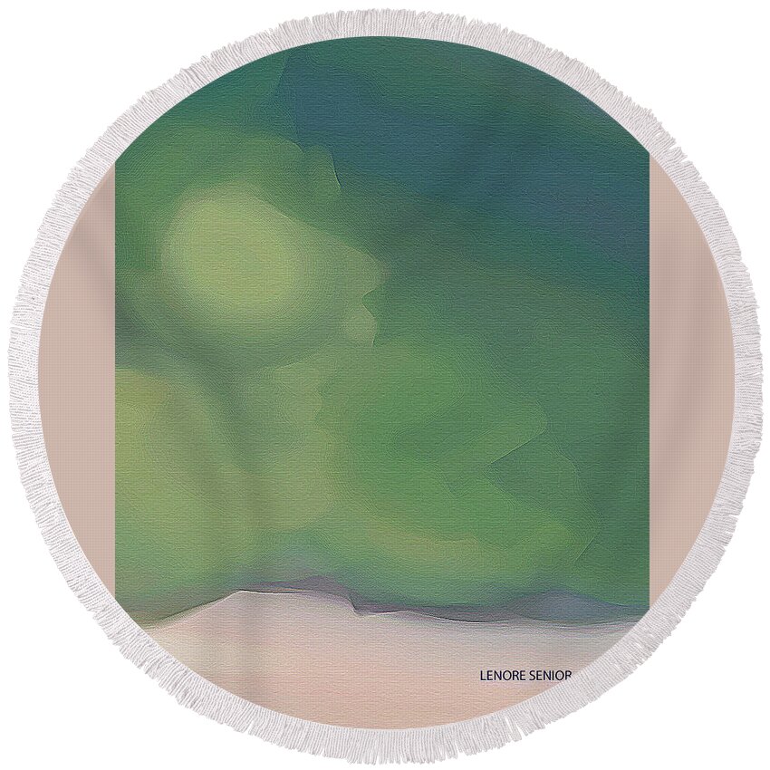 Abstract Round Beach Towel featuring the painting Skies #3 by Lenore Senior