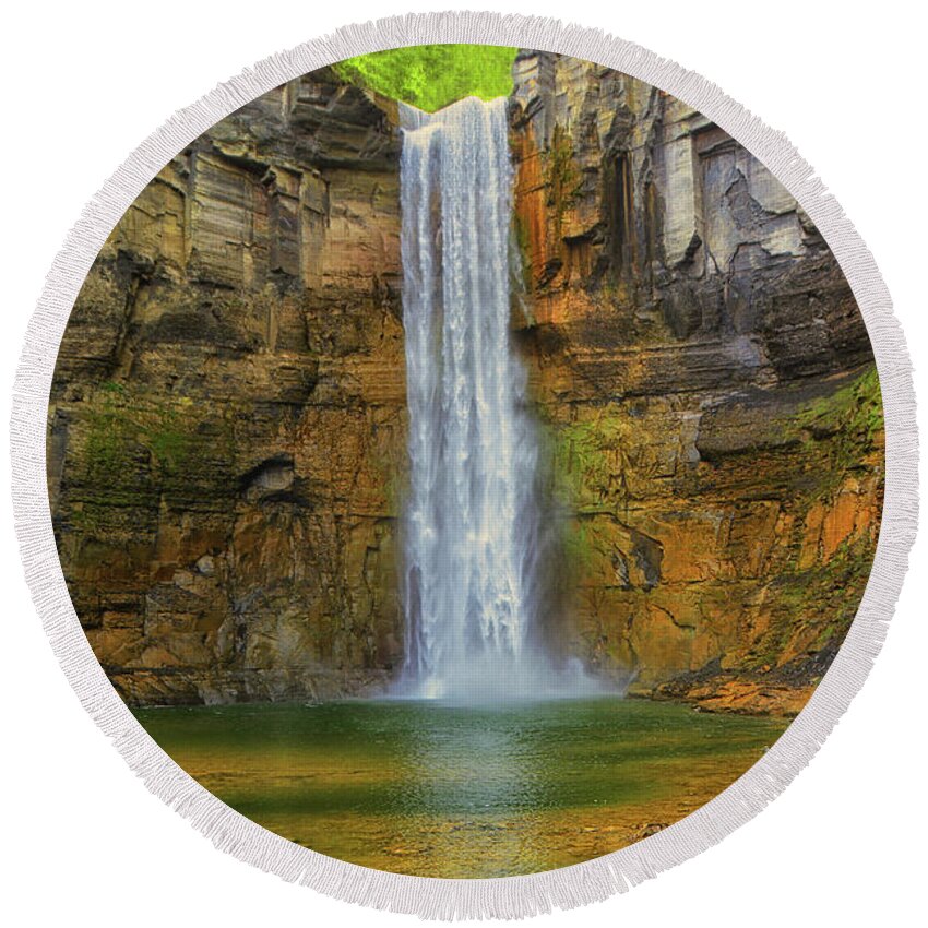Taughannock Falls Round Beach Towel featuring the photograph Taughannock Falls #3 by Raymond Salani III