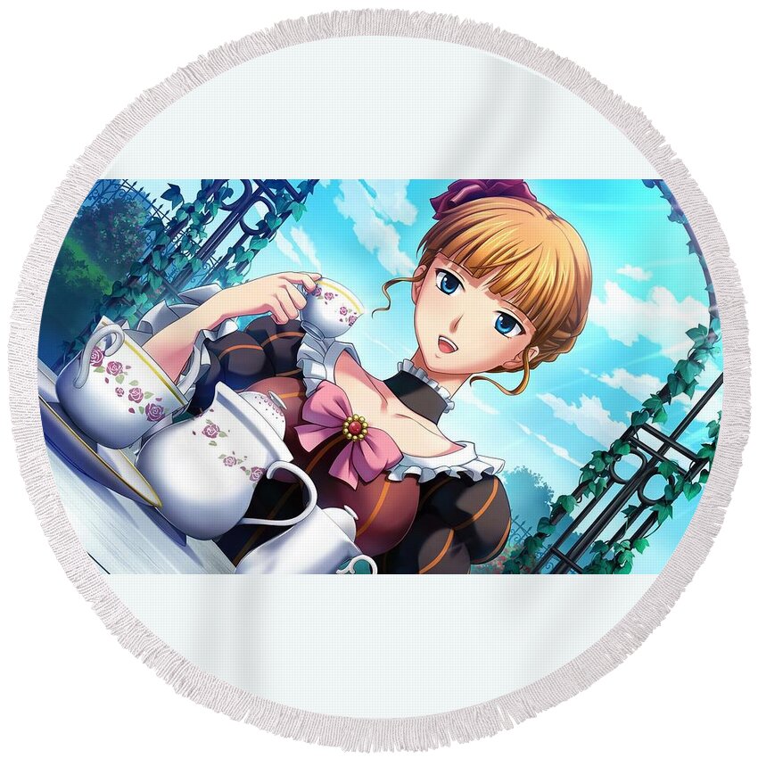 Umineko When They Cry Round Beach Towel featuring the digital art Umineko When They Cry #3 by Super Lovely