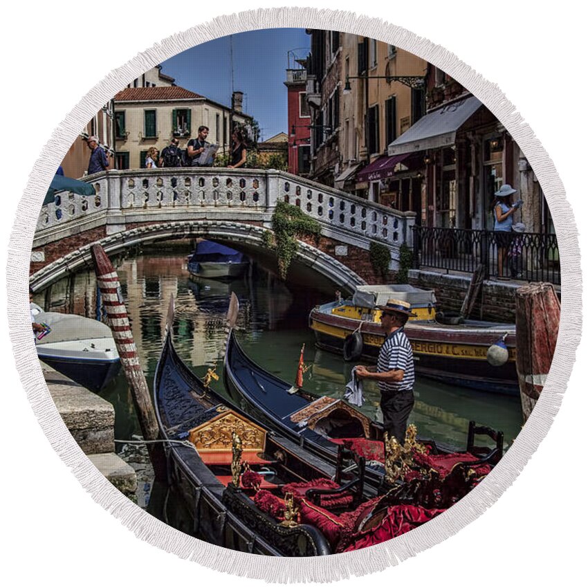 Venice Round Beach Towel featuring the photograph Venice #3 by Shirley Mangini