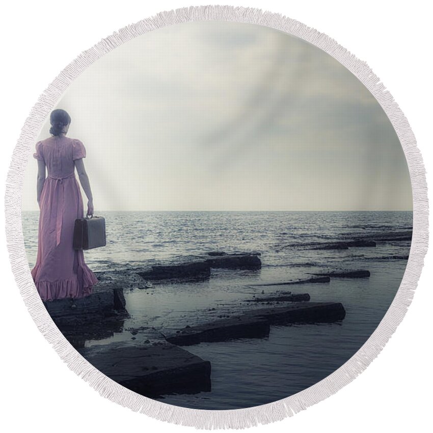  Round Beach Towel featuring the photograph Walking Into The Sea #3 by Joana Kruse