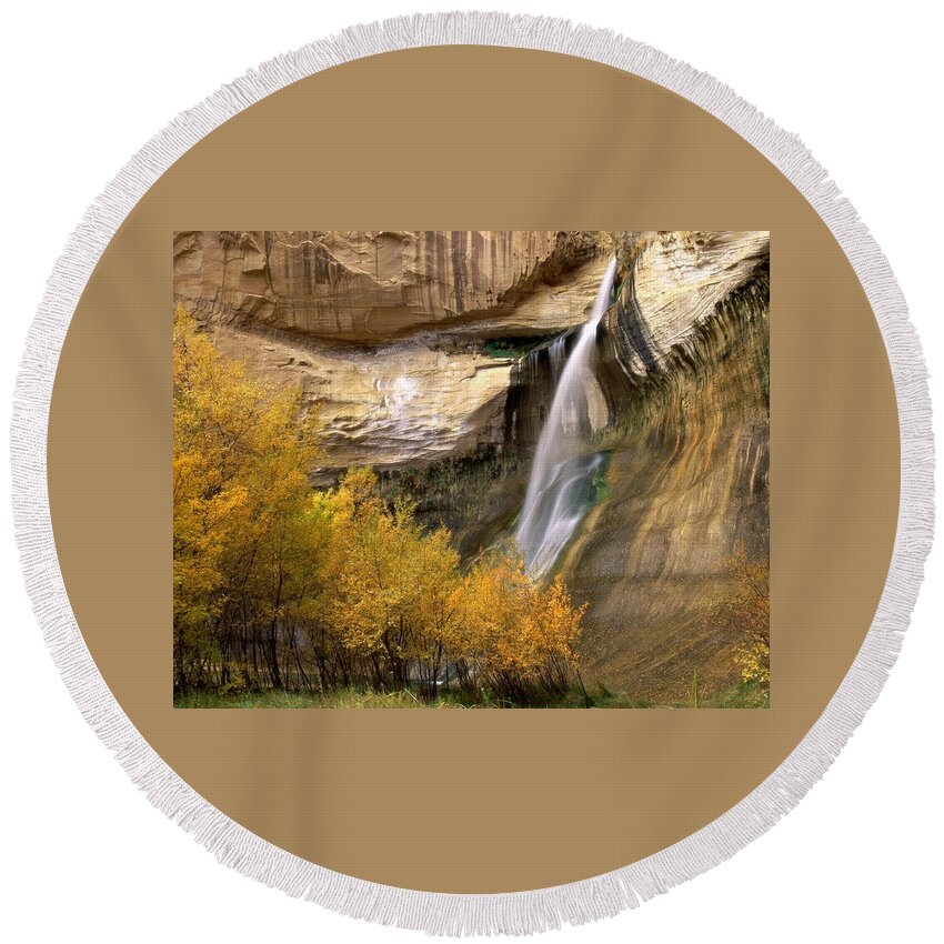 Waterfall Round Beach Towel featuring the photograph Waterfall #33 by Jackie Russo