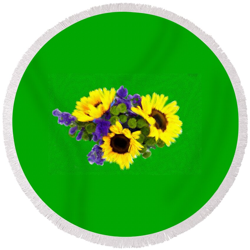 Colors Round Beach Towel featuring the painting Bunch of Pretty Flowers #4 by Bruce Nutting