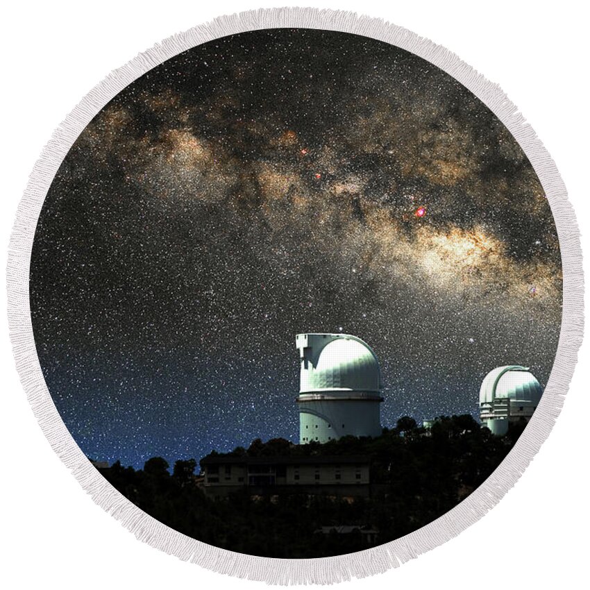 Telescope Round Beach Towel featuring the photograph Mcdonald Observatory #4 by Larry Landolfi