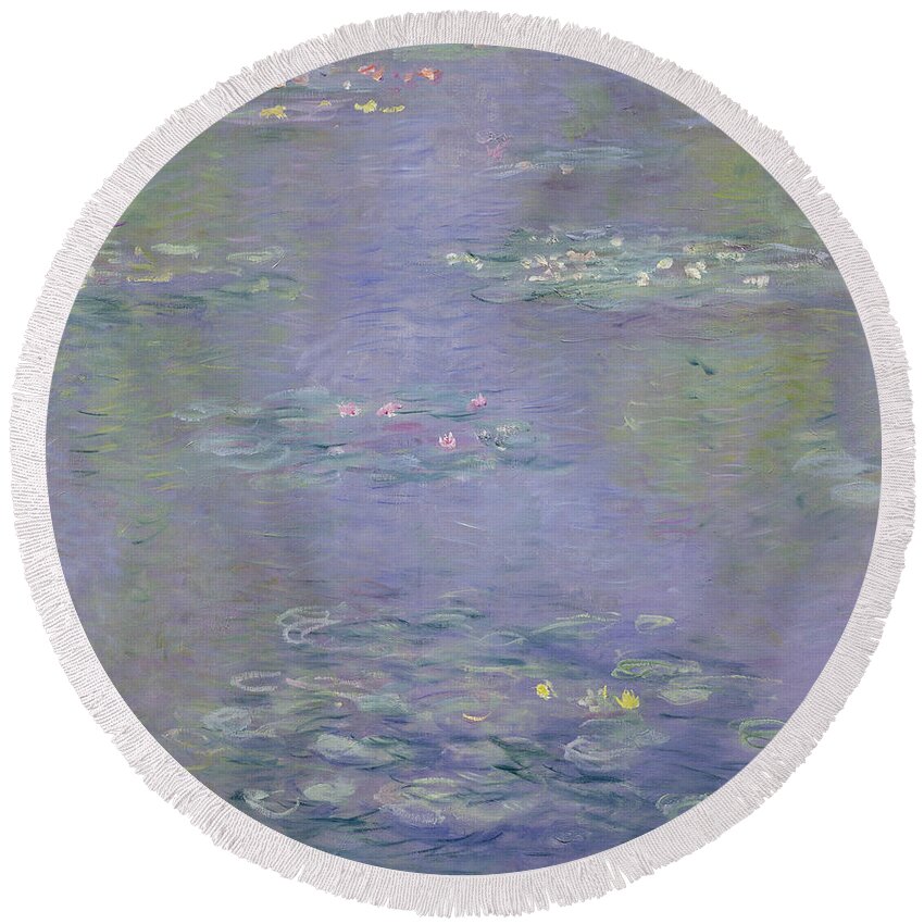 Waterlilies Round Beach Towel featuring the painting Waterlilies by Claude Monet