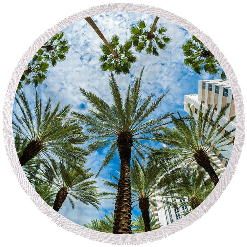 Architecture Round Beach Towel featuring the photograph Miami Beach by Raul Rodriguez