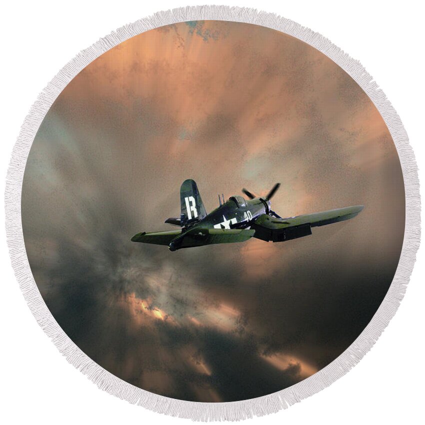 Wwii Round Beach Towel featuring the photograph 4462 by Peter Holme III