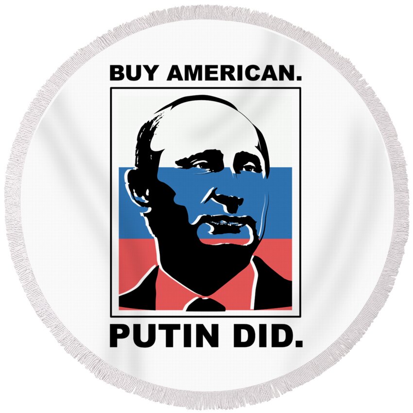 Anti-trump Round Beach Towel featuring the digital art Anti Trump Art Impeach President Resist Putin Light #5 by Nikita Goel