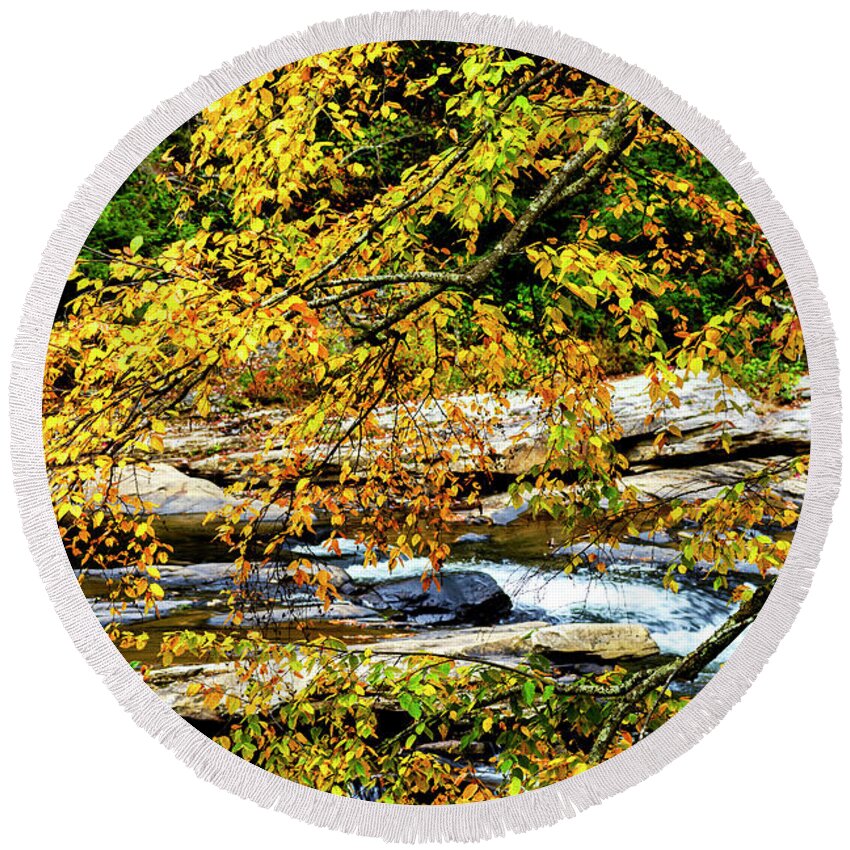 Middle Fork River Round Beach Towel featuring the photograph Autumn Middle Fork River #5 by Thomas R Fletcher